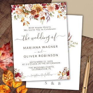 Romantic Fall Floral Wedding Invitation