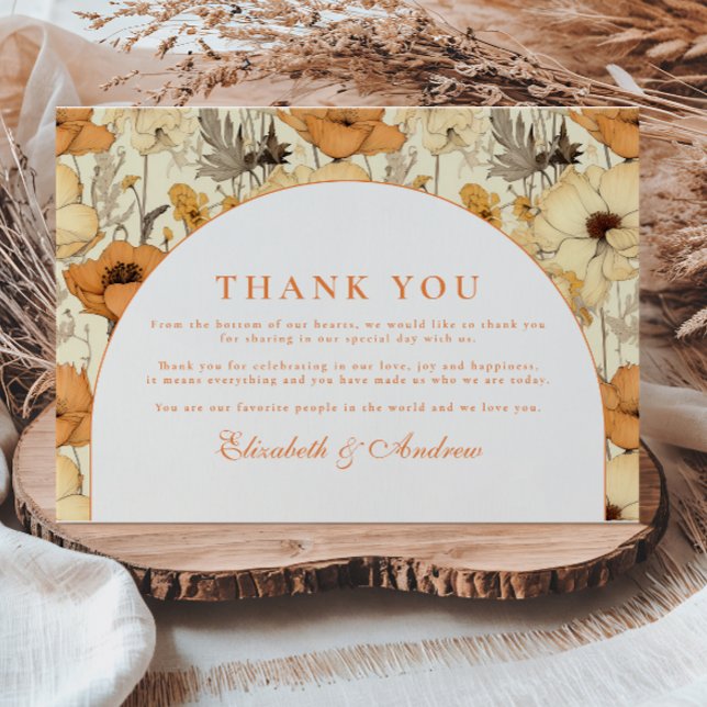 Romantic Fall Floral Wedding Thank You Card (Creator Uploaded)