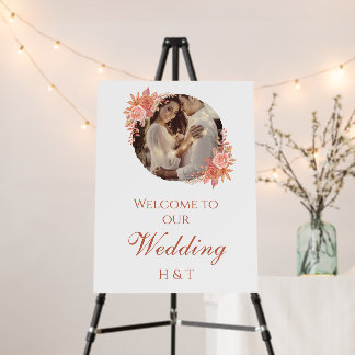 Romantic Fall Florals Custom Wedding Photo Welcome Foam Board