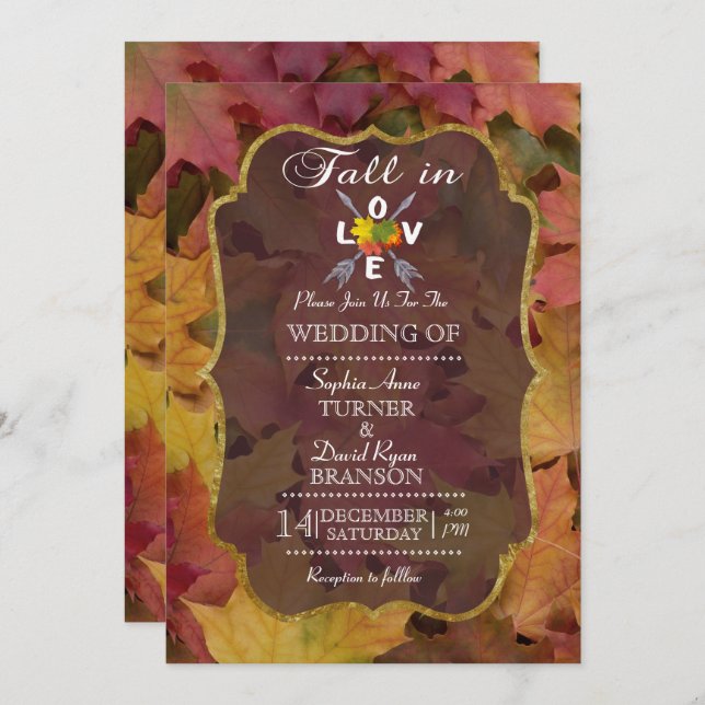 Romantic Fall in Love Wedding Invitation (Front/Back)