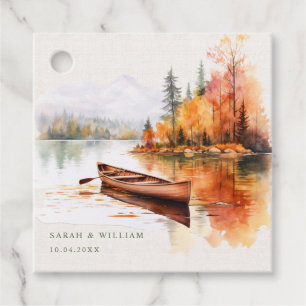 Romantic fall lake and boat wedding Favor Tags