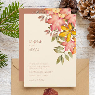 Romantic Fall Leaves Autumn Wedding Invitation