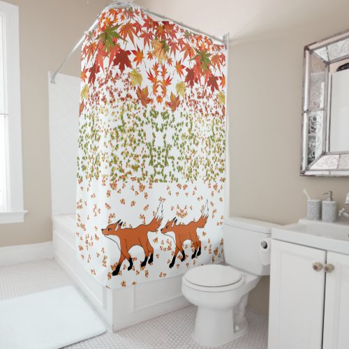 Romantic Fall Maple Leaves Memorable Home Wild Fox Shower Curtain