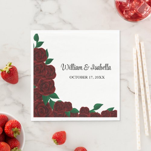 Romantic Fall outdoor wedding beautiful Red roses Napkins