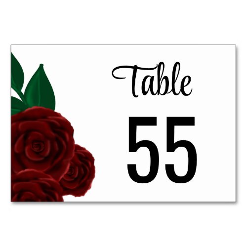 Romantic Fall outdoor wedding beautiful Red roses Table Number
