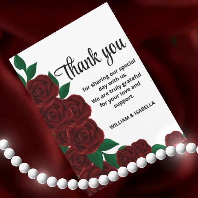 Romantic Fall outdoor  wedding gorgeous Red roses Thank You Card (Creator Uploaded)