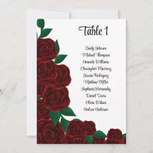 Romantic Fall red rose wedding sign seating chart Invitation