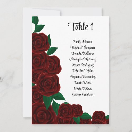 Romantic Fall red rose wedding sign seating chart Invitation