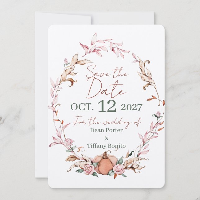 Romantic Fall Save The Dates Date (Front)