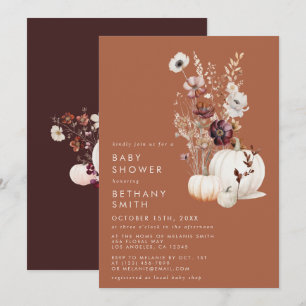 Romantic Fall Terracotta Wildflower Baby Shower Invitation