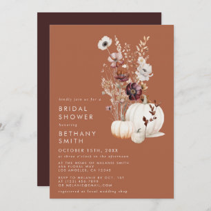 Romantic Fall Terracotta Wildflower Bridal Shower Invitation