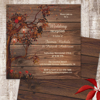 Romantic Fall Wedding Reception Only Invitation
