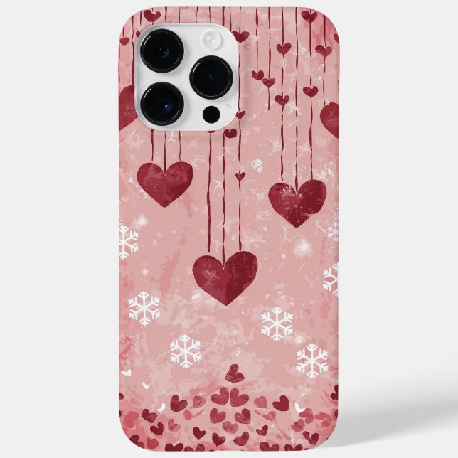 Romantic Falling Hearts and Snowflakes  Case-Mate iPhone Case (Back)