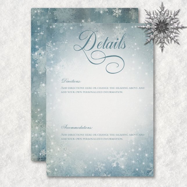 Romantic Falling Snow Blue & White Sparkle Details Enclosure Card (Romantic Falling Snow Blue & White Sparkle Details Enclosure Card)