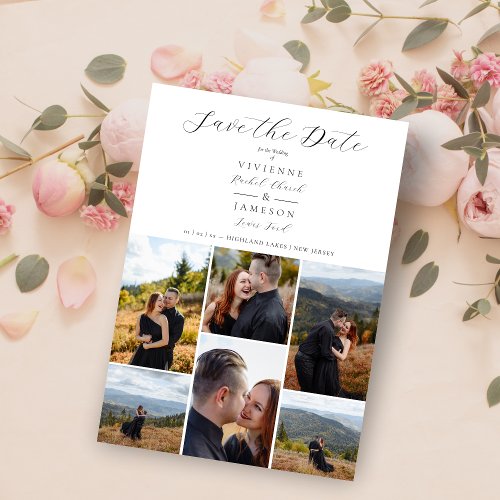 Romantic Fancy Chic Collage 6 Photos Save The Date