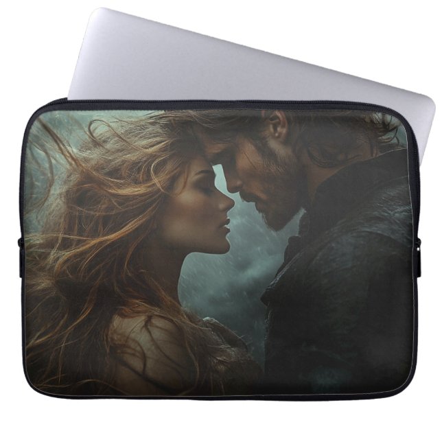 Romantic Fantasy Lovers in Storm Laptop Sleeve (Front)