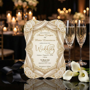 Romantic Faux Gold Calligraphy Royal Wedding Invitation
