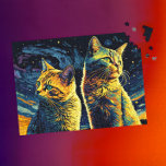 Romantic Feline Cat Couple with Starry Sky - Jigsaw Puzzle<br><div class="desc">This delightful jigsaw puzzle features a charming illustration of a romantic feline cat couple enjoying the dawn in the countryside against a starry sky. The colors are vibrant, and the details are intricate, making for a fun and challenging puzzle experience. Perfect for cat lovers or anyone who appreciates a whimsical...</div>