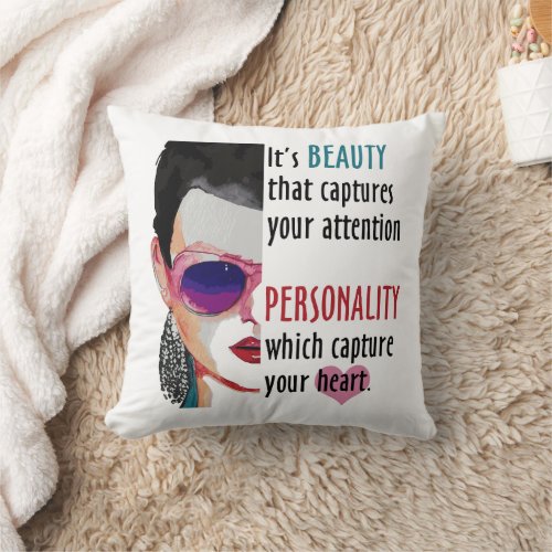 Romantic Female Beauty Saying Greeting Card sucess Throw Pillow