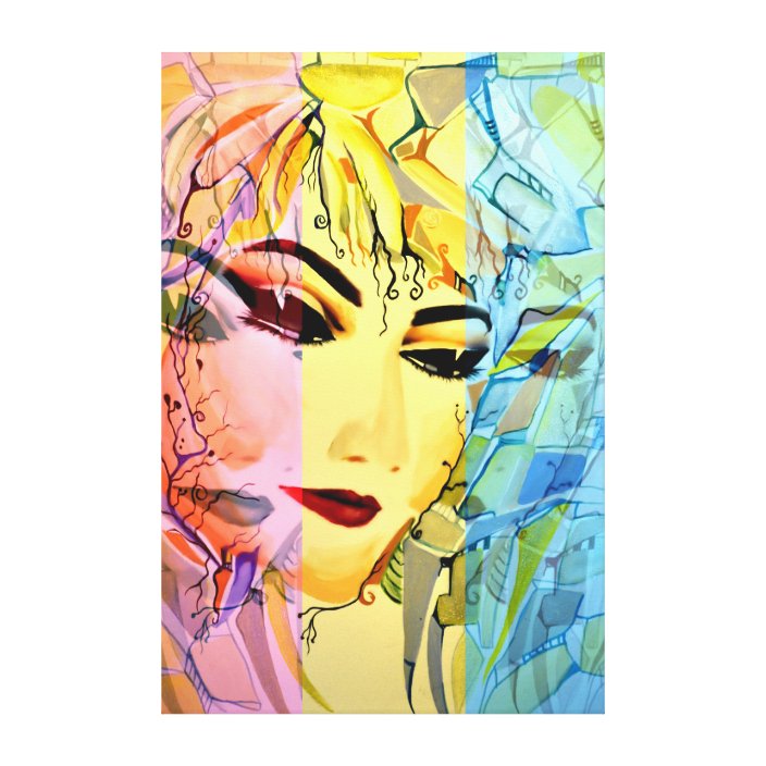 Romantic Female Silhouette Watercolor Painting Canvas Print