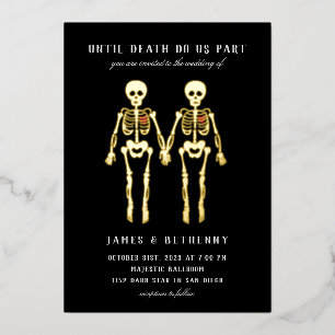Romantic Female Skeletons Foil Invitation