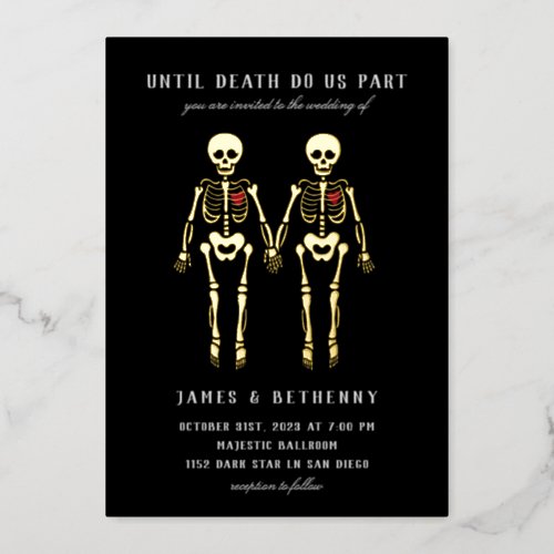 Romantic Female Skeletons Foil Invitation