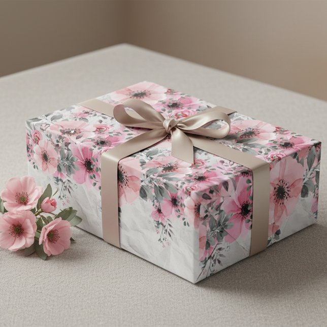 Romantic Feminine Elegant Antique Pink Floral Wrapping Paper Sheets (Creator Uploaded)