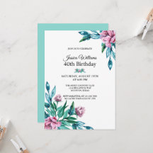Romantic Feminine Floral 40th Birthday