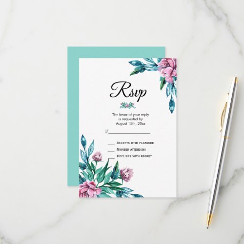 Romantic Feminine Floral 40th Birthday RSVP Card