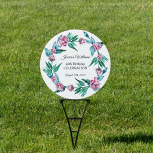 Romantic Feminine Floral 40th Birthday Sign