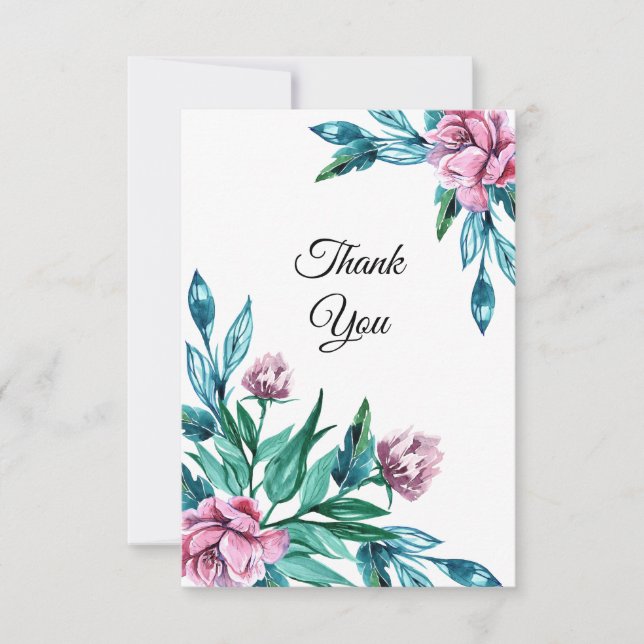 Romantic Feminine Floral 40th Birthday Thank You Card (Front)