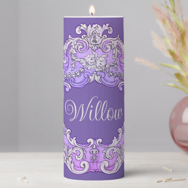 Romantic,Feminine,Personalized Pillar Candle (In Situ)
