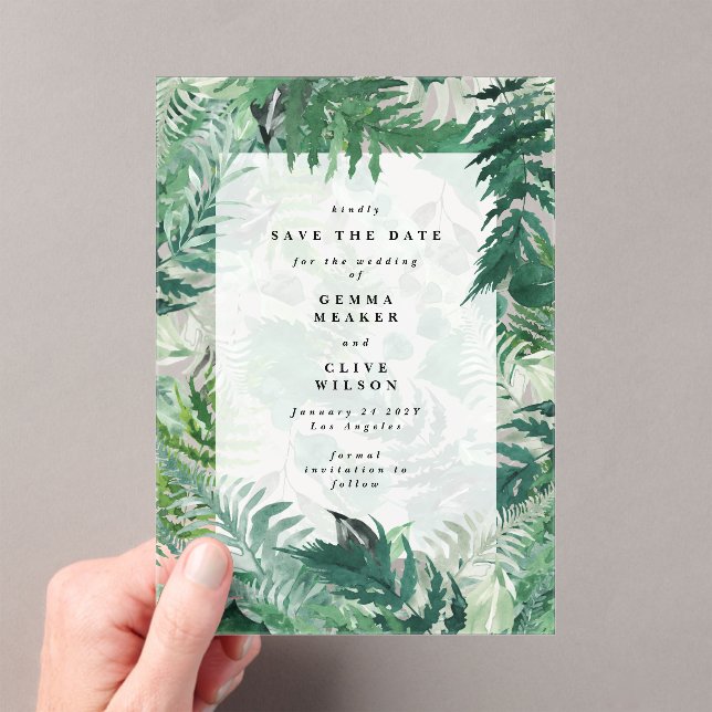 Romantic Ferns Leafy Greenery Save The Date (Insitu (Handheld))