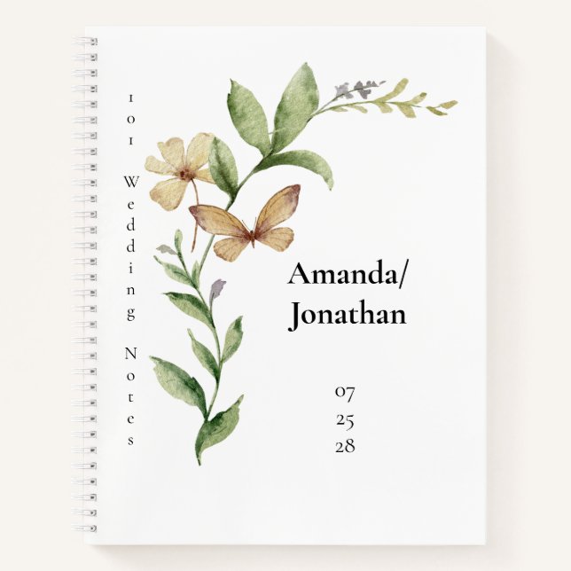 Romantic Field Flower Butterfly Wedding Guest Book (Front)