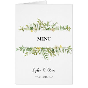 Romantic Field Flower Folded Wedding Menu Cards