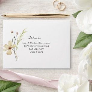 Romantic Field Flower Wedding Pre-addressed Envelope