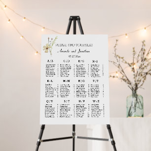 Romantic Field Flower Wedding Seating Chart  Foam Board