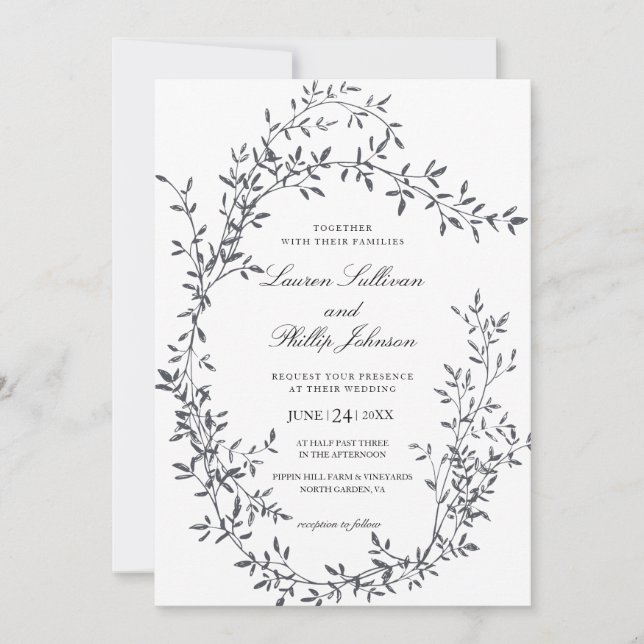 Romantic Fine Art Floral Wedding Invitations (Front)