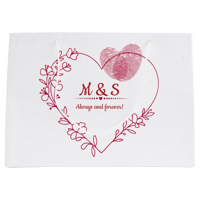 Romantic Fingerprint Heart Gift Bag (Front)