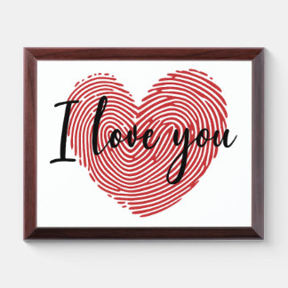 Romantic Fingerprint Heart “I Love You” Sticker Award Plaque