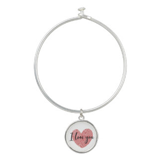 Romantic Fingerprint Heart “I Love You” Sticker Bangle Bracelet