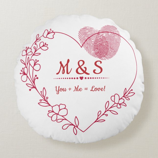 Romantic Fingerprint Heart Throw Pillow (Front)