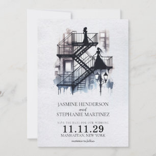 Romantic Fire Escape Brides Save The Date