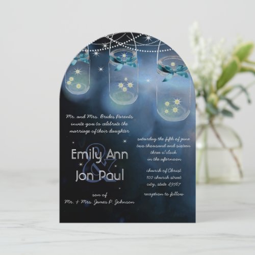 Romantic Firefly Mason Jar Wedding Cards