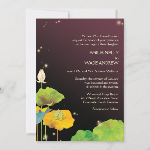 Romantic Firefly Night Frog Wedding Invitation