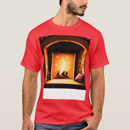 Romantic Fireplace Hearth Painting T_Shirt