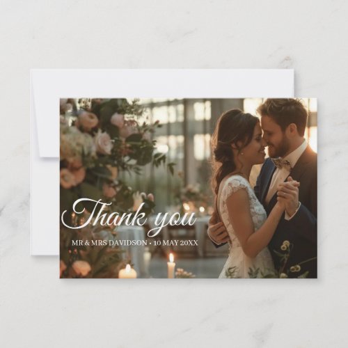 Romantic First Dance Wedding Photo Thank You Card
