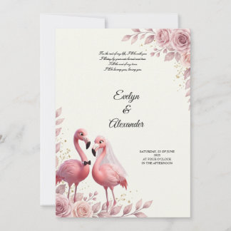 Romantic Flamingo Wedding Invitation