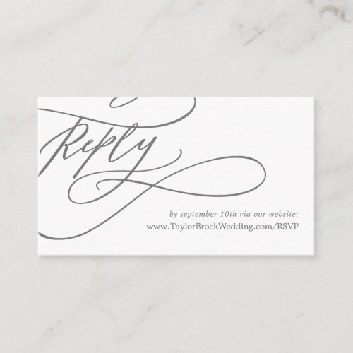Romantic Flat Silver Gray Wedding Website RSVP Enclosure Card