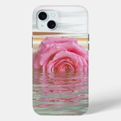 Romantic Floatin Pink Rose iPhone 15 Plus Case